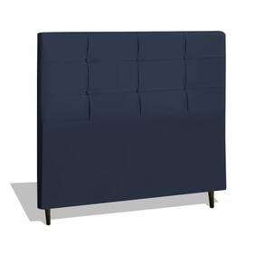 Cabeceira Estofada Box Casal Queen Size Encosto Para Cama Style 164x126 CM Azul Marinho