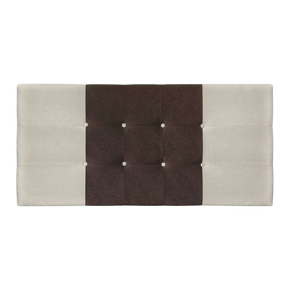 Painel Estofado Nina 94 cm Para Cama Box Quarto Solteiro Suede Bege/Marrom