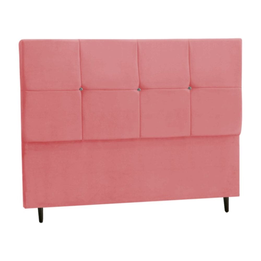 Cabeceira Estofada Box Casal King Size Encosto Para Cama Paris 195x126 CM Rosa