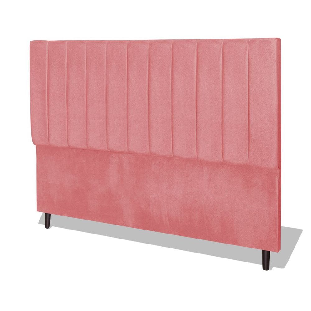 Cabeceira Estofada Box Casal Queen Size Encosto Para Cama Leblon 164x126 CM Rosa