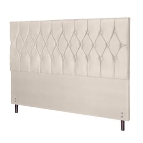 Cabeceira Madri Bege Estofada para Cama Box Casal 144Cm Quarto Luxo