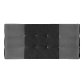 Painel Estofado Nina 94 cm Para Cama Box Quarto Solteiro Suede Cinza/Preto