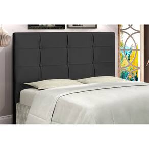 Cabeceira Style Estofada Com Botão de Tecido para Cama Box Casal Queen Size 164Cm Preto -