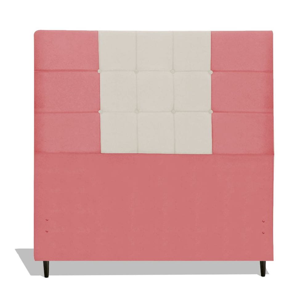Cabeceira Estofada Box Casal Encosto Para Cama Barcelona 144x126 Composê Rosa/Bege