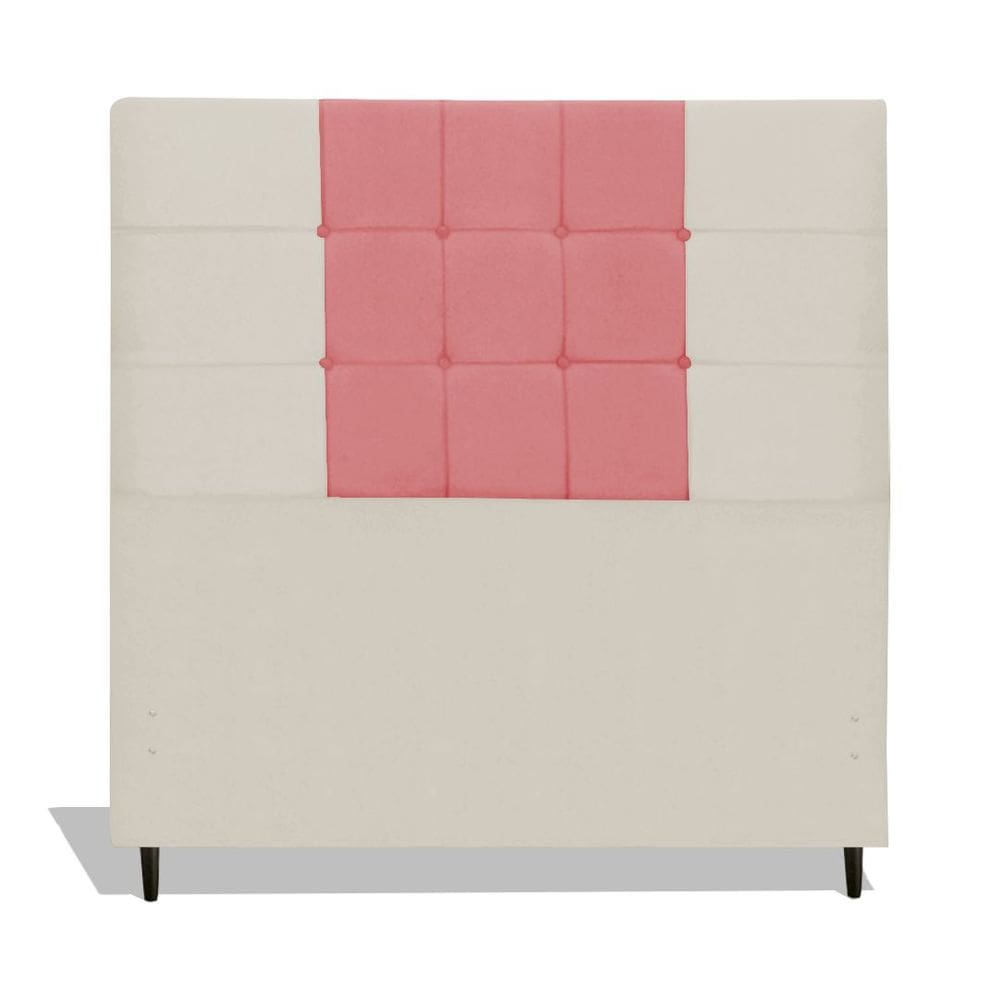 Cabeceira Estofada Box Casal Encosto Para Cama Barcelona 144x126 Composê Bege/ Rosa