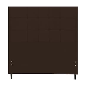Cabeceira New Barcelona  Estofada Com Botão de Tecido para Cama Box Casal Queen Size 164Cm Marrom