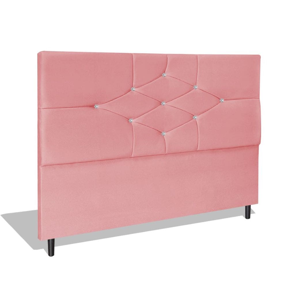 Cabeceira Estofada Box Casal King Size Encosto Para Cama Camboriu 195x126 CM Rosa