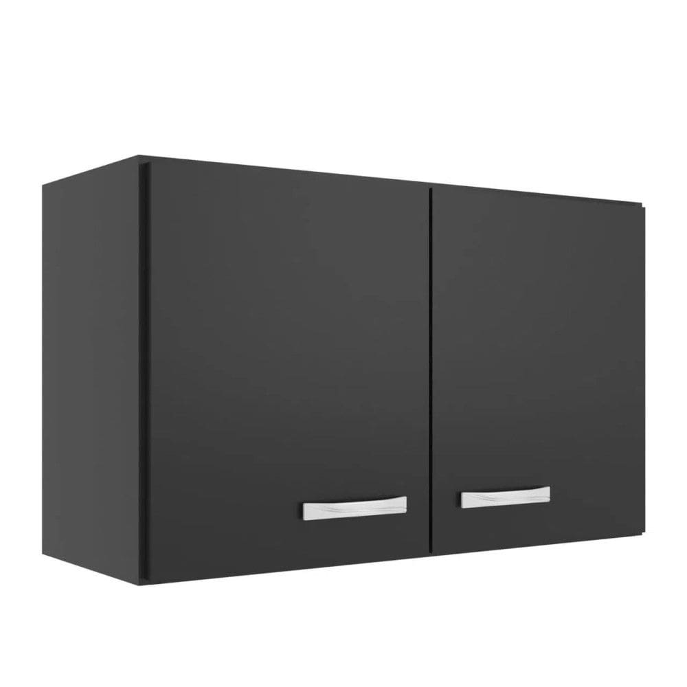 Armário Aéreo Duplo 80cm 2 Portas Preto - Evidencia