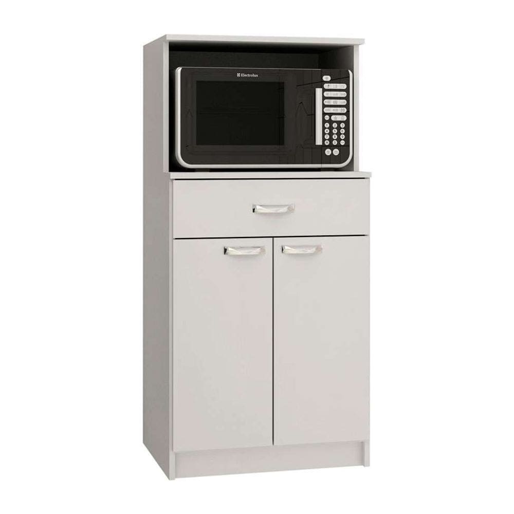 Balcão Para Microondas 2 Portas 1 Gaveta Branco - Evidencia