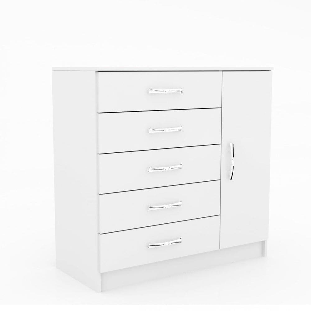 Cômoda Sapateira 5 Gavetas e 1 Porta Branco - Evidencia