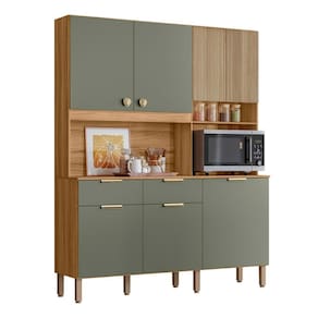 Armario Cozinha Compacta Tropical 160cm 7 Portas e 2 Gavetas