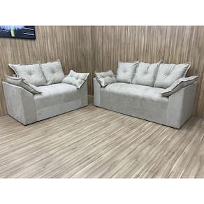 Conjunto de Sofá 2 e 3 Lugares Paris Suede Cinza - AL Móveis
