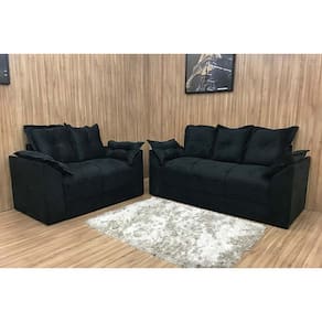 Conjunto de Sofá 2 e 3 Lugares Paris Suede Preto - AL Móveis