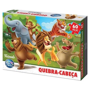 Quebra-Cabeça Friends 60 peças ZOOLOGICO ANIMAIS - Quebra Cabeça Floresta - PaiseFilhos