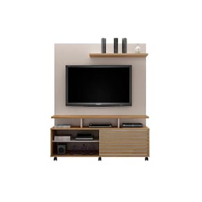 Estante Home Theater para TV até 60 Polegadas 1 Porta Star Off White/Cinamomo - Valdemóveis