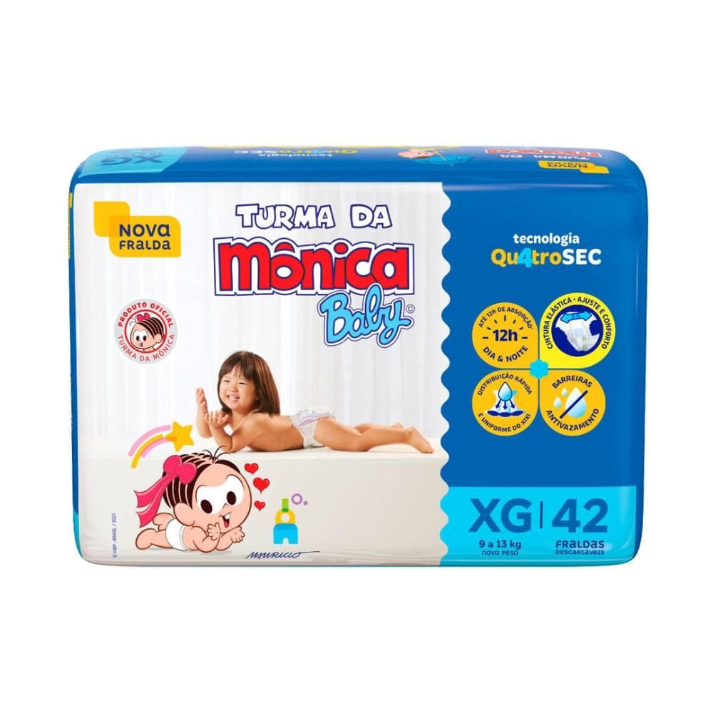 Fralda Turma da Mônica Baby Mega XG com 42un