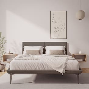 Estrutura para Cama Japonesa Toquio King com Cabeceira Almofada Linho Marrom