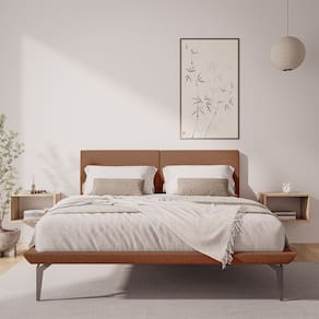 Estrutura para Cama Japonesa Toquio King com Cabeceira Almofada Linho Telha