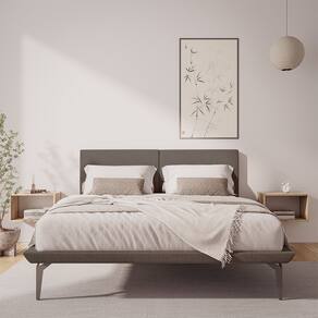 Cama Japonesa Toquio Casal com Cabeceira Almofada Linho Marrom