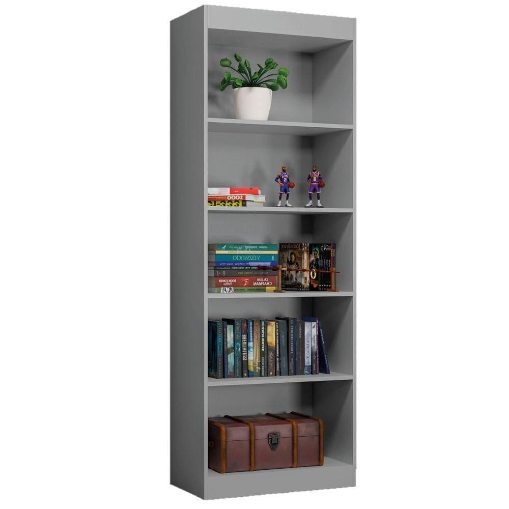 Estante Livreiro Office Organizador E Multiuso 4 Prateleiras Cinza J&a Cinza
