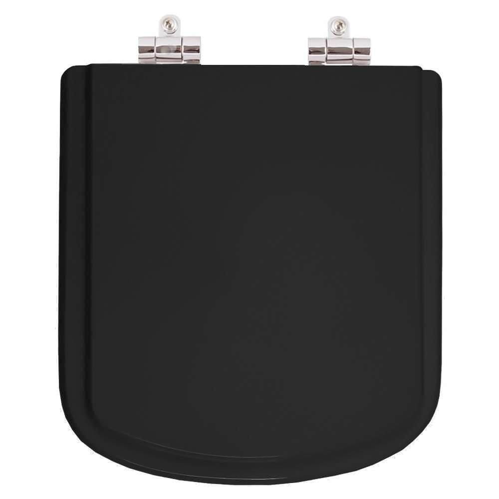 Assento Sanitário Poliester Soft Close Lirio Preto para vaso Fiori