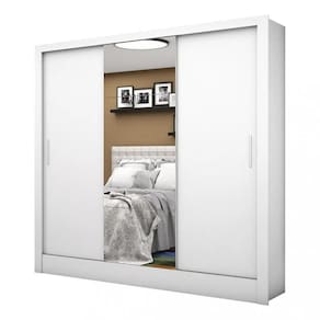 Guarda Roupa Santiago Com Espelho 3 Portas 3 Gavetas Plus Branco - Carioca Móveis