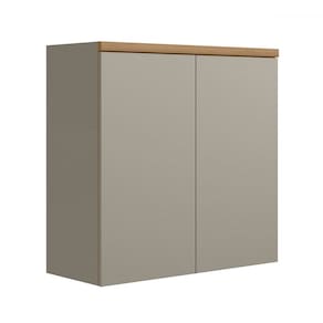 Armário Aéreo Cozinha 80 Cm Renard 2 Portas 100% Mdf Jequitibá/Gris Fosco - Pnr Móveis
