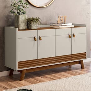 Balcão Buffet Chaud 4 Portas 2 Prateleiras Freijó/Off White - Pnr Móveis