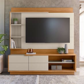 Estante para TV Até 60 Polegadas Ohio 2 Portas Natural/Off White - Pnr Móveis
