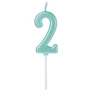 Vela Pick Metalizada Azul Tifany Numero 2 - 1 Un