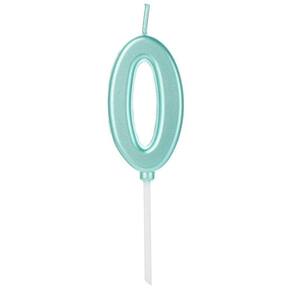 Vela Pick Metalizada Azul Tifany Numero 0 - 1 Un