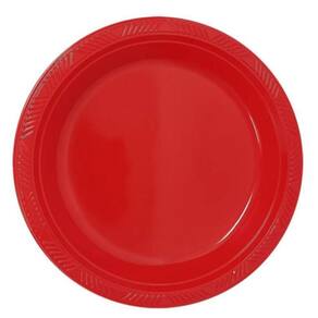 Prato Plástico Happy Line 15cm Vermelho - 8 Un