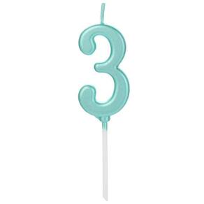 Vela Pick Metalizada Azul Tifany Numero 3 - 1 Un