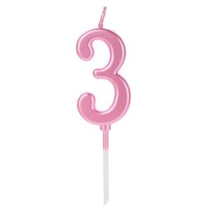 Vela Pick Metalizada Rosa Candy Color Numero 3 - 1 Un