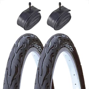 Par Pneu Bicicleta Kenda Flame Aro 26 x 2.125 Balão + 2 camaras de ar Shiver 26 Montadinha Motorizada