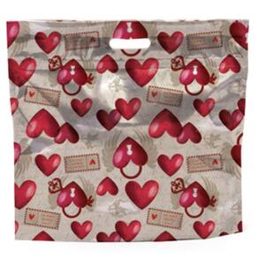 Kit Sacola Laminada Com Zíper 46x43+5cm Amor Real - 10 Un