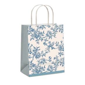 Kit Sacola De Papel Versalhes Azul/marfim G 32x26,5x13cm - 10 Un