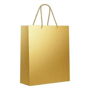 Kit Sacola De Papel Premium Laminada Metalizada Ouro P 23x19x10cm - 10 Un