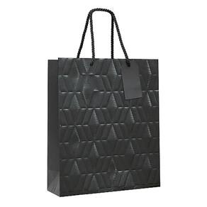 Kit Sacola De Papel Premium Relevo Preto G 38x34x15cm - 10 Un