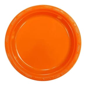 Prato Plástico Happy Line 15cm Laranja - 8 Un