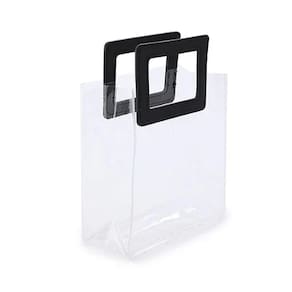 Kit Sacola Pvc Alça Retangular Transparente E Preta 19,4x17x9cm - 10 Un