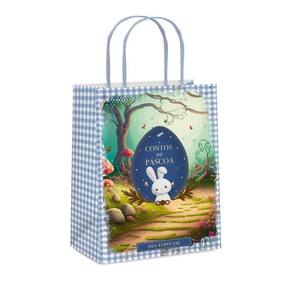 Sacola De Papel Contos De Páscoa P 21,5x15x8cm Azul - 10 Un