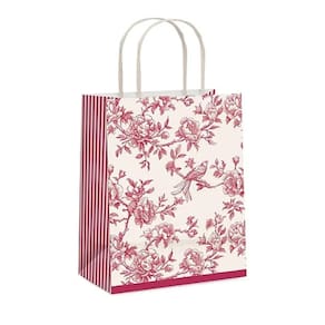 Kit Sacola De Papel Versalhes Vermelho/marfim G 32x26,5x13cm - 10 Un