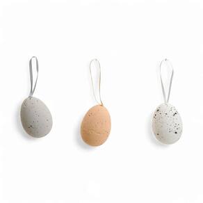 Ovos Decorativos Cinza-laranja-branco 7x5x5cm - 6 Un