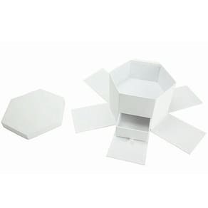 Caixa Hexagonal Surpresa De Papel Liso 24,2x21x15,5cm Branco - 1 Un
