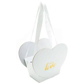 Caixa Coração De Papel Com Alça Liso 19,6x12,5x16,3cm Branco - 1 Un