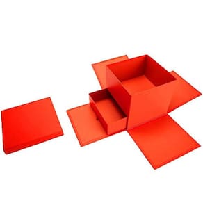 Caixa Quadrada Surpresa De Papel Liso 20x20x18cm Vermelho - 1 Un