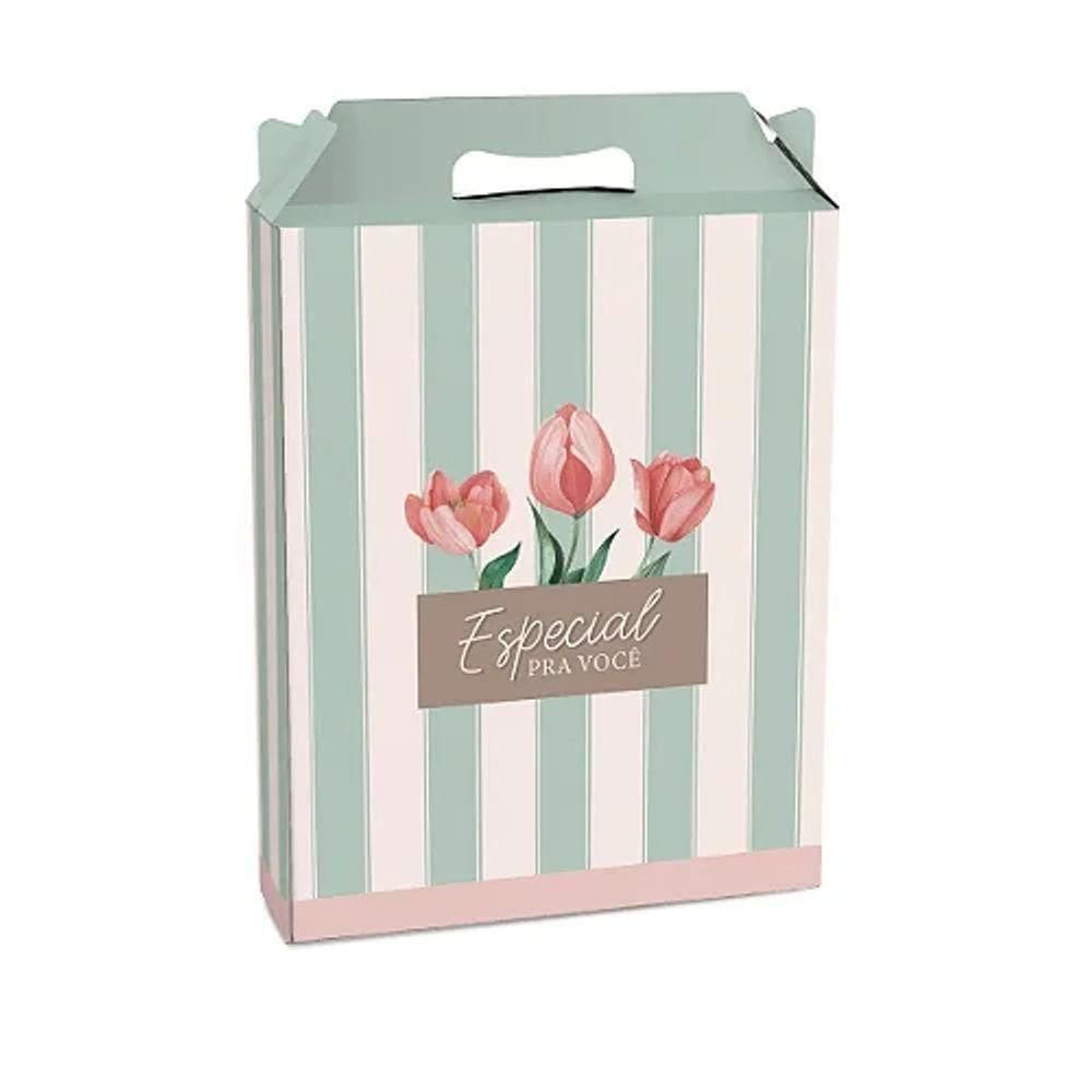 Kit Caixa Maleta Retangular Vertical Tulips P 15x6x18cm - 10 Un