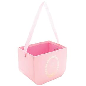 Caixa Quadrada Com Alça Liso 16,5x12,5x12cm Rosa Claro - 1 Un