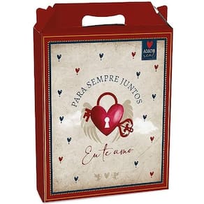 Kit Caixa Maleta Retangular Vertical Amor Real G 21x7,5x26cm - 10 Un